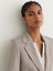 Reiss Grey Isla Single-Breasted Textured Blazer - Image 5 of 7
