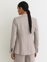 Reiss Grey Isla Single-Breasted Textured Blazer - Image 6 of 7