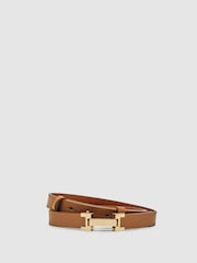 Reiss Tan Hayley Leather Square Hinge Belt - Image 2 of 4