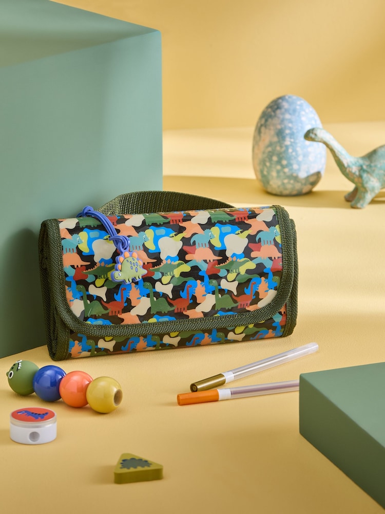 Khaki Camo Dinosaur Filled Pencil Case - Image 1 of 4