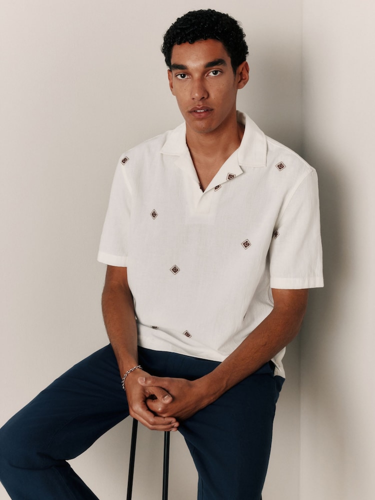 Neutral Textured Short Sleeve Shirt - Image 1 of 8