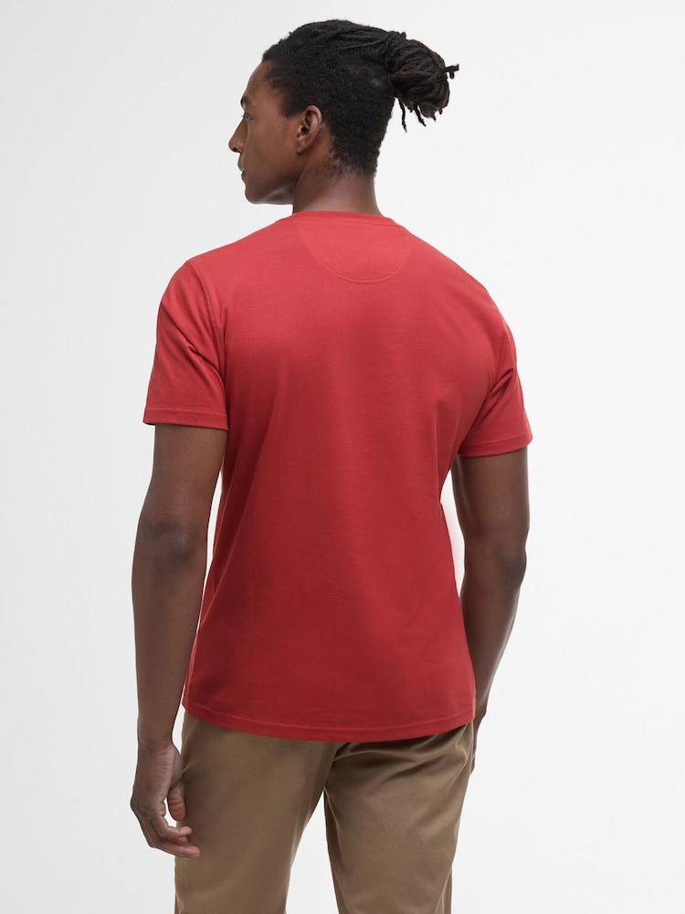 Barbour® Deep Red Mens Sports T-Shirt - Image 2 of 7