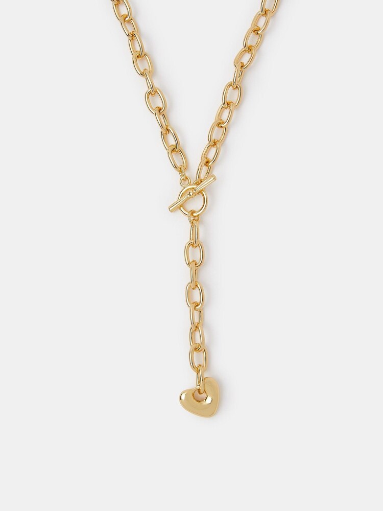 Accessorize Gold 14ct Gold-Plated Heart Pendant Chain Necklace - Image 1 of 1 Accessorize Gold 14ct Gold-Plated Heart Pendant Chain Necklace - Image 1 of 1