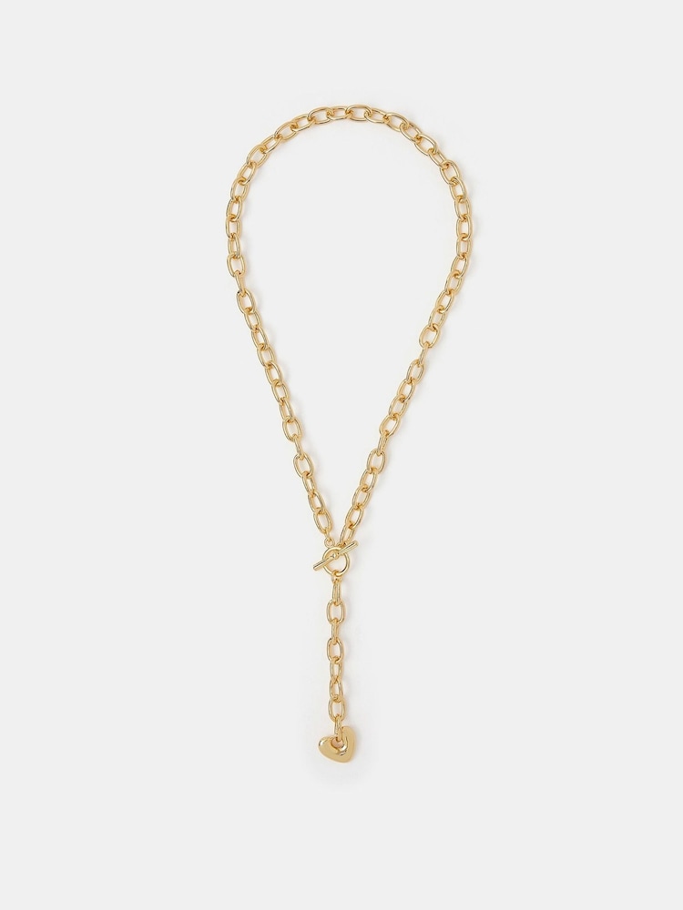 Accessorize Gold 14ct Gold-Plated Heart Pendant Chain Necklace - Image 2 of 3