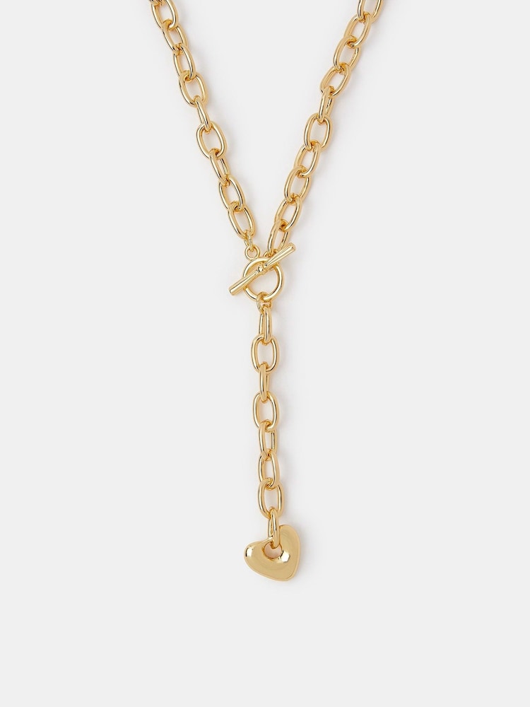 Accessorize Gold 14ct Gold-Plated Heart Pendant Chain Necklace - Image 3 of 3 Accessorize Gold 14ct Gold-Plated Heart Pendant Chain Necklace - Image 3 of 3