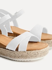 Linzi White Sarelli Wide Fit Flatform Sandals With Plaited and Cork Wedge - Image 5 of 5