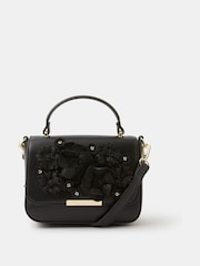Accessorize Black 3D Flower Cross-Body Bag - Image 1 of 2