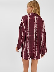 Accessorize Red Tie Dye Long Sleeve Beach Cover-Up Shirt - Image 2 of 4