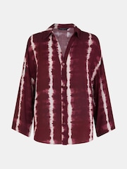 Accessorize Red Tie Dye Long Sleeve Beach Cover-Up Shirt - Image 4 of 4