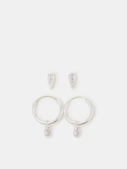 Accessorize 925 Sterling Silver 2-Pack Stud & Hoop Earrings - Image 1 of 3