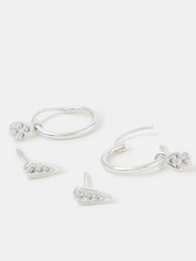 Accessorize 925 Sterling Silver 2-Pack Stud & Hoop Earrings - Image 2 of 3