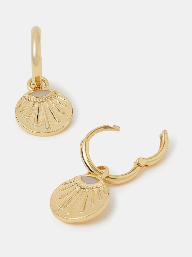 Accessorize Gold Plated 14ct Sun Drop Huggie Hoop Earrings - Image 1 of 1 Accessorize Gold Plated 14ct Sun Drop Huggie Hoop Earrings - Image 1 of 1