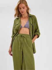 Accessorize Green Long Sleeve Beach Cover-Up Shirt - Image 1 of 4