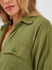 Accessorize Green Long Sleeve Beach Cover-Up Shirt - Image 2 of 4
