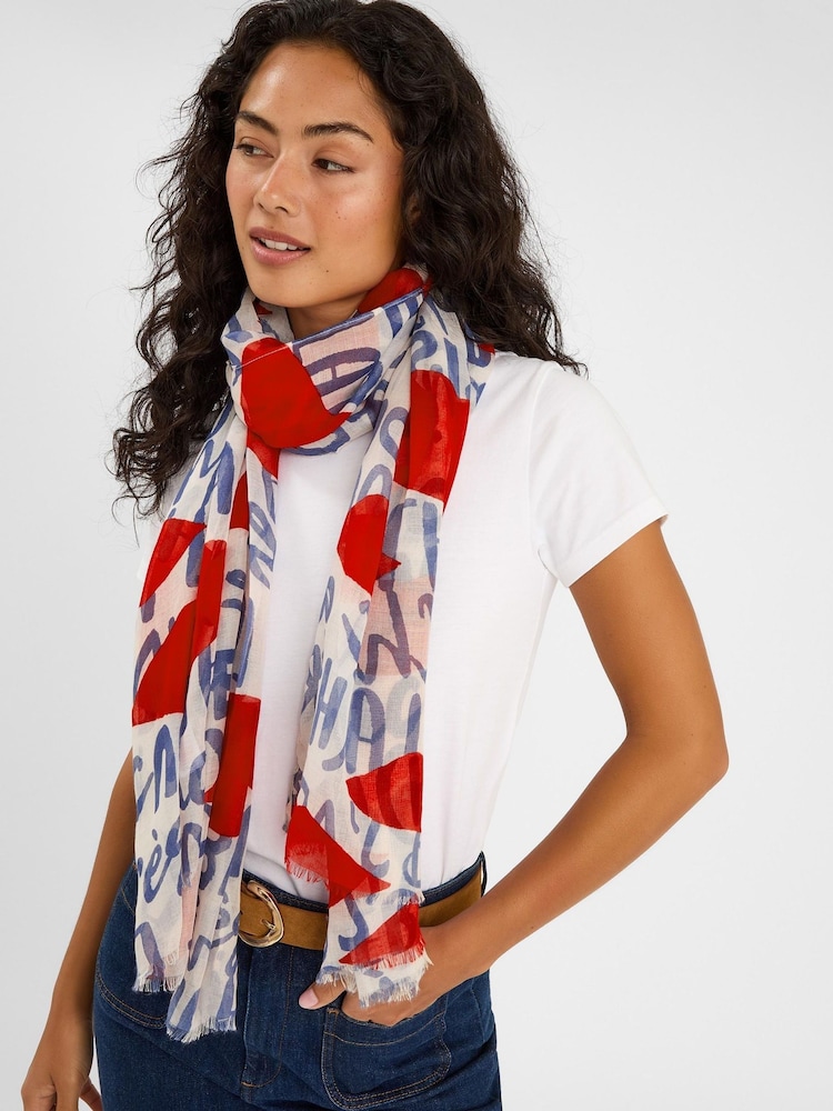 Accessorize Natural Lightweight Lips Print Scarf - Image 2 of 2