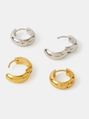 Accessorize Gold 2-Pack Stainless Steel Hoop Earrings - Image 1 of 2