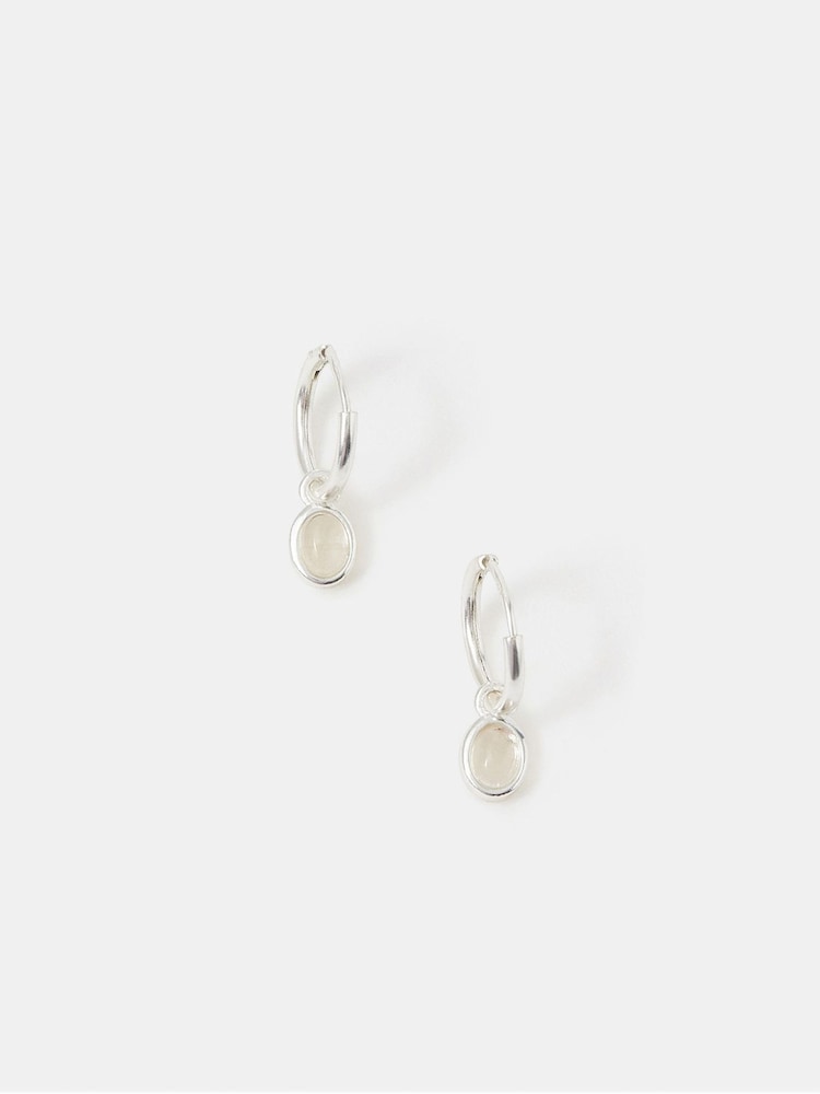 Accessorize Silver Plated Sterling Healing Stone Hoop Earrings - Image 1 of 2 Accessorize Silver Plated Sterling Healing Stone Hoop Earrings - Image 1 of 2