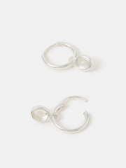 Accessorize Silver Plated Sterling Healing Stone Hoop Earrings - Image 2 of 2