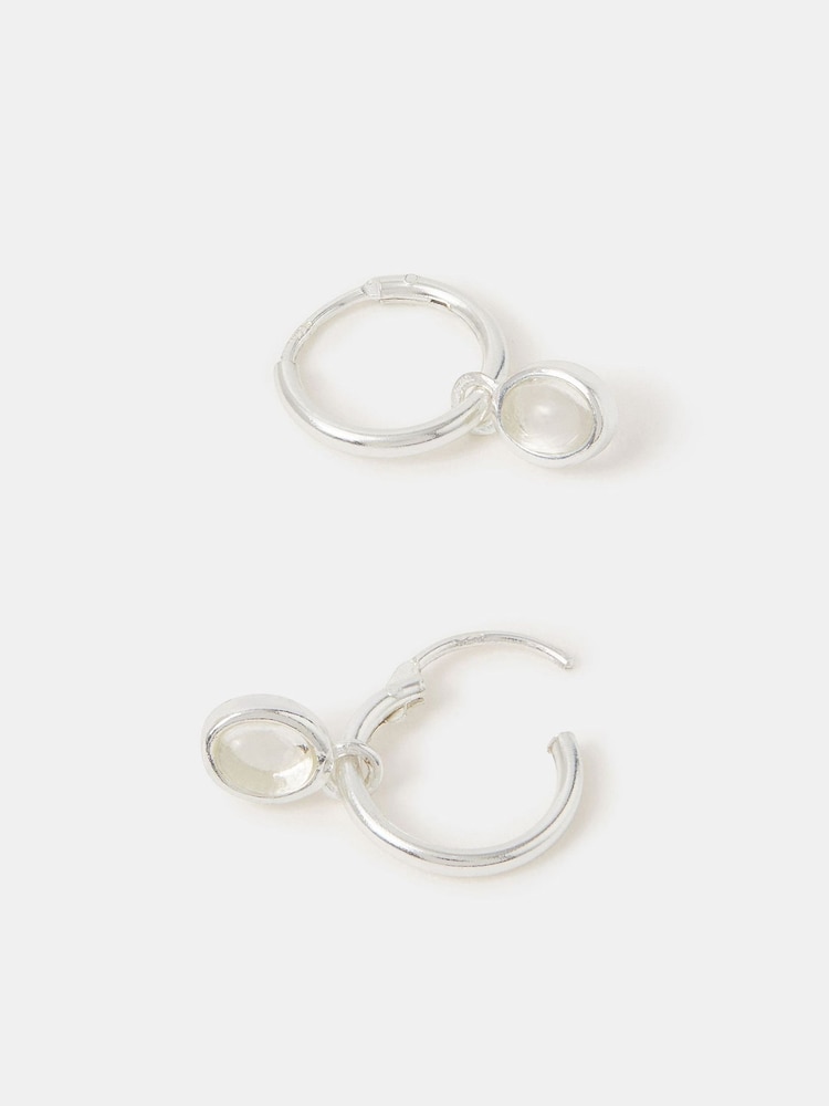 Accessorize Silver Plated Sterling Healing Stone Hoop Earrings - Image 2 of 2 Accessorize Silver Plated Sterling Healing Stone Hoop Earrings - Image 2 of 2