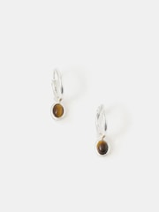 Accessorize Brown Sterling Silver Healing Stone Hoop Earrings - Image 1 of 3