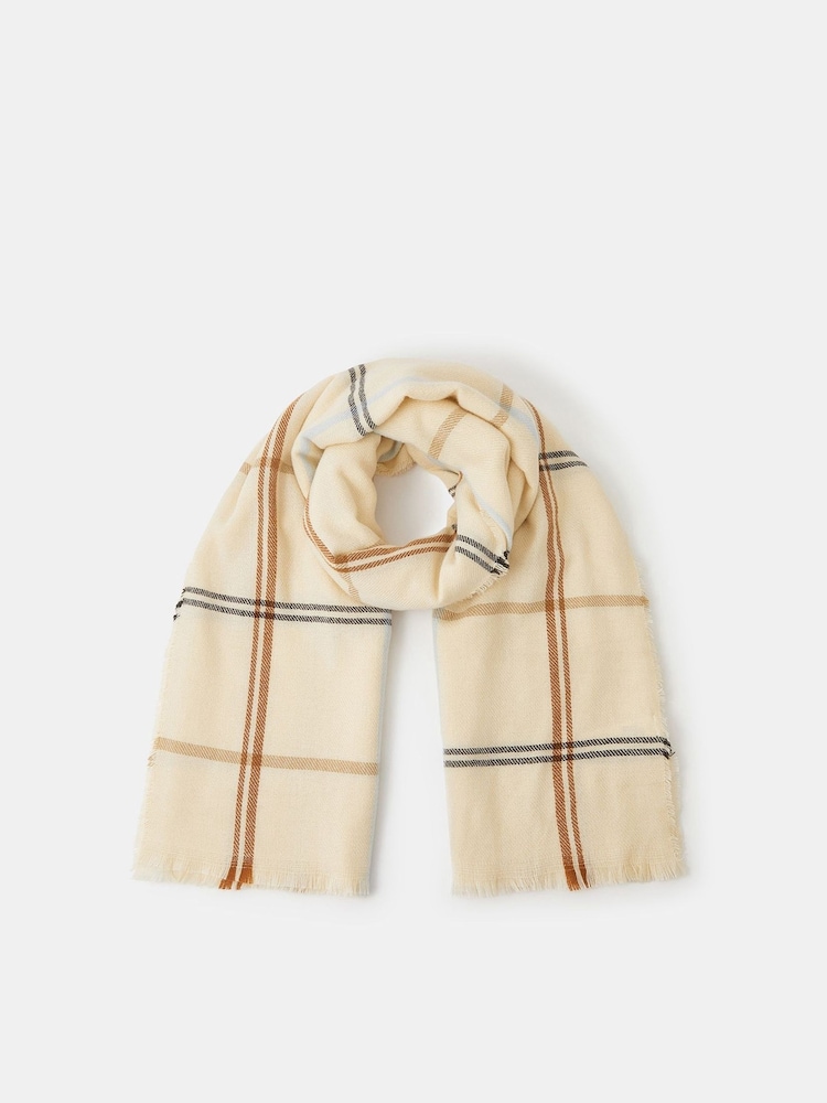 Accessorize Cream Check Print Blanket Scarf - Image 1 of 3