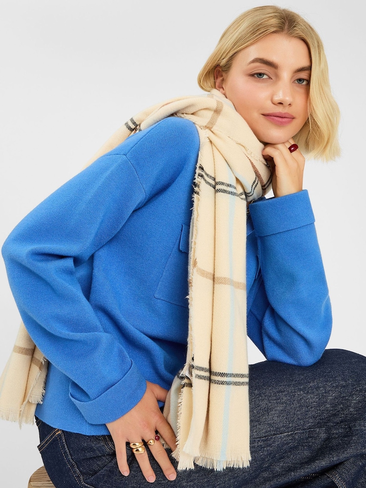 Accessorize Cream Check Print Blanket Scarf - Image 3 of 3