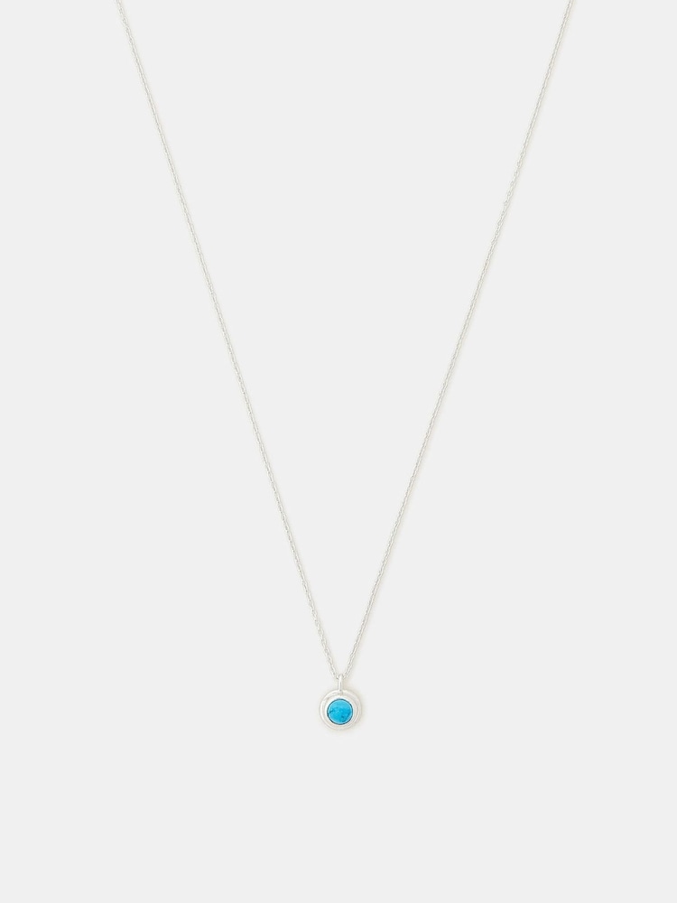 Accessorize Blue Sterling Silver Healing Stone Pendant Necklace - Image 2 of 2 Accessorize Blue Sterling Silver Healing Stone Pendant Necklace - Image 2 of 2