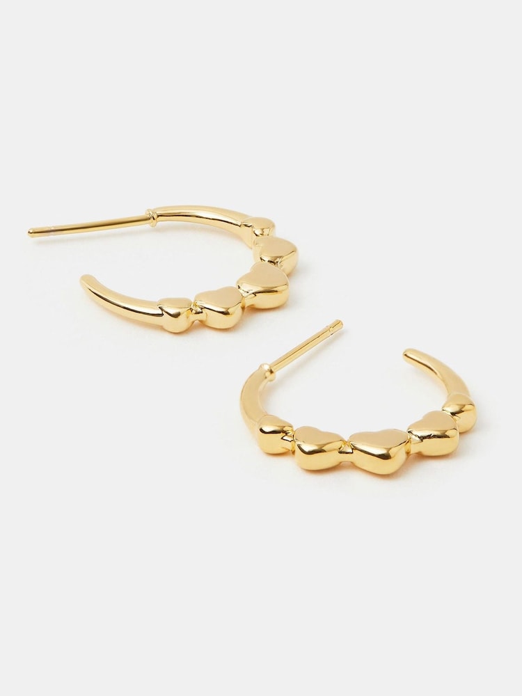 Accessorize Gold Plated 14ct Heart Hoop Earrings - Image 1 of 2
