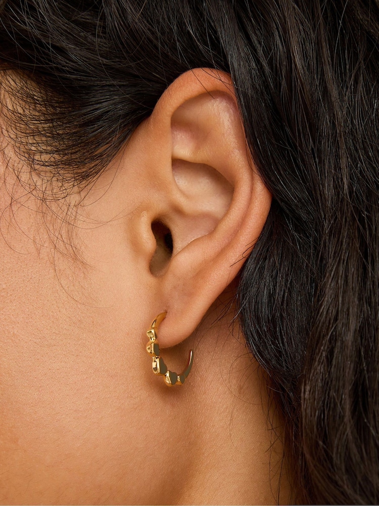 Accessorize Gold Plated 14ct Heart Hoop Earrings - Image 2 of 2 Accessorize Gold Plated 14ct Heart Hoop Earrings - Image 2 of 2