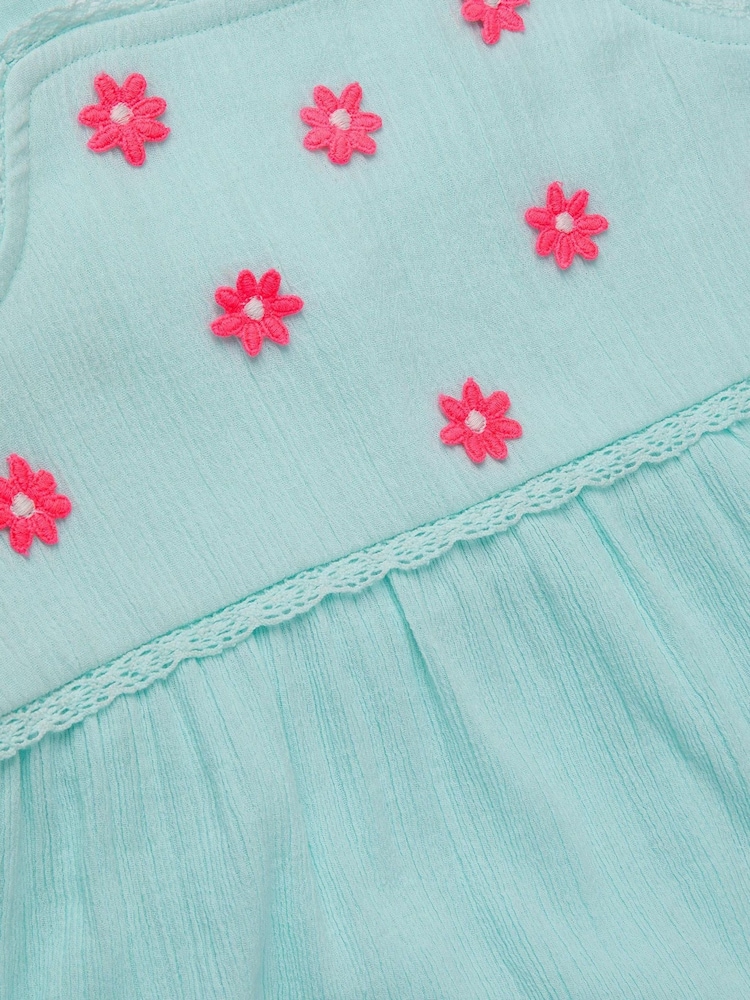 Angels By Accessorize Blue Girls Sleeveless Floral Embroidered Dress - Image 2 of 2 Angels By Accessorize Blue Girls Sleeveless Floral Embroidered Dress - Image 2 of 2
