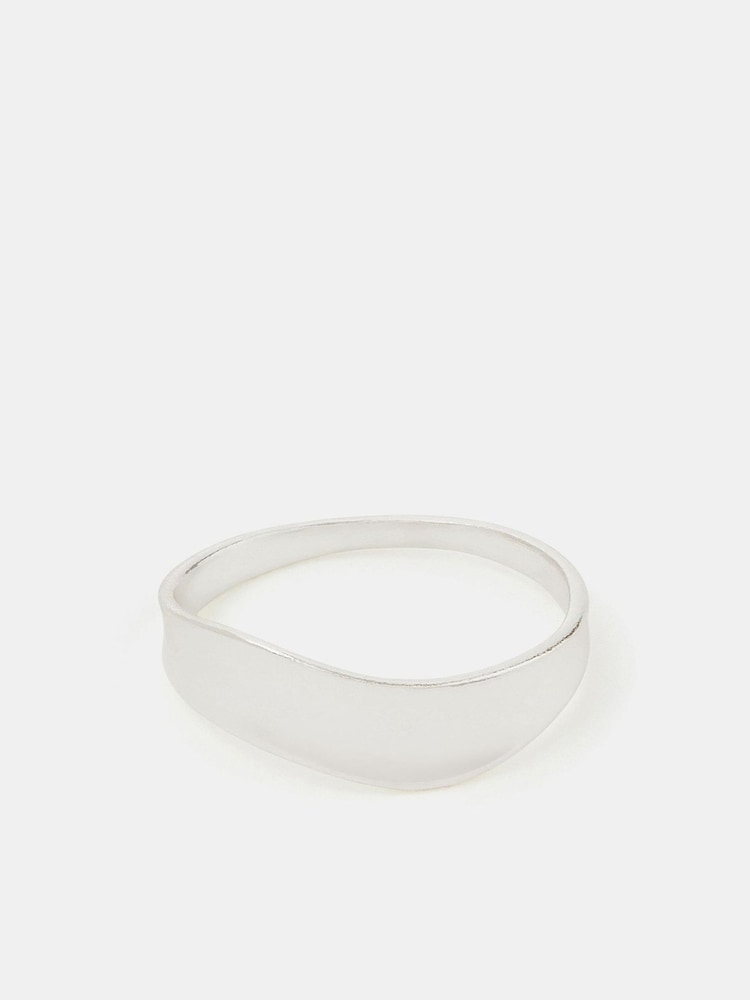 Accessorize 925 Sterling Silver Molten Wave Ring - Image 1 of 2