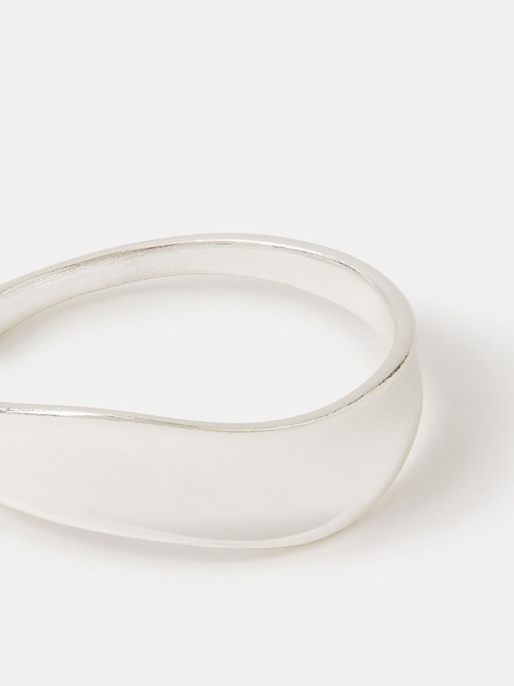 Accessorize 925 Sterling Silver Molten Wave Ring - Image 2 of 2