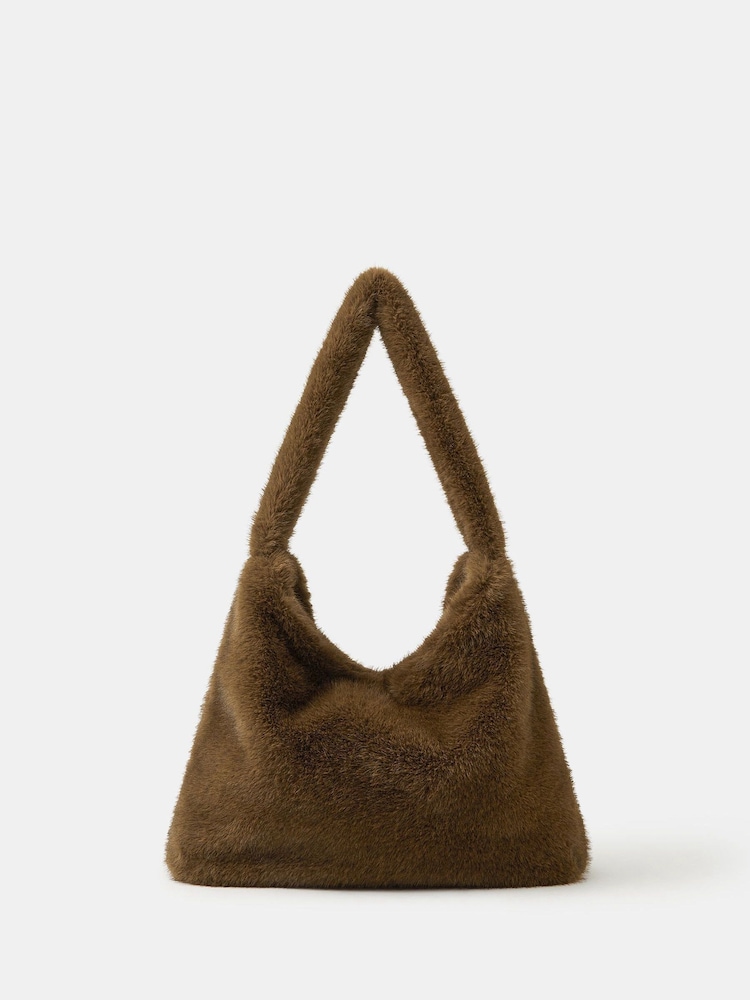 Accessorize Brown Faux Fur Shopper Bag - Image 1 of 4