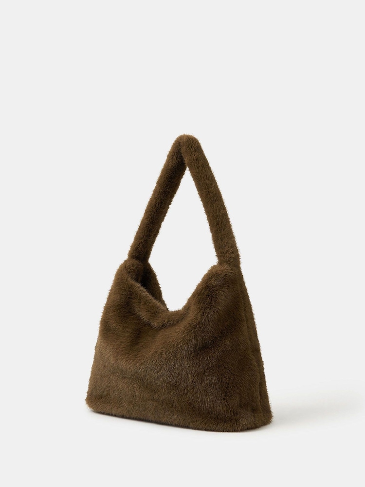 Accessorize Brown Faux Fur Shopper Bag - Image 2 of 4