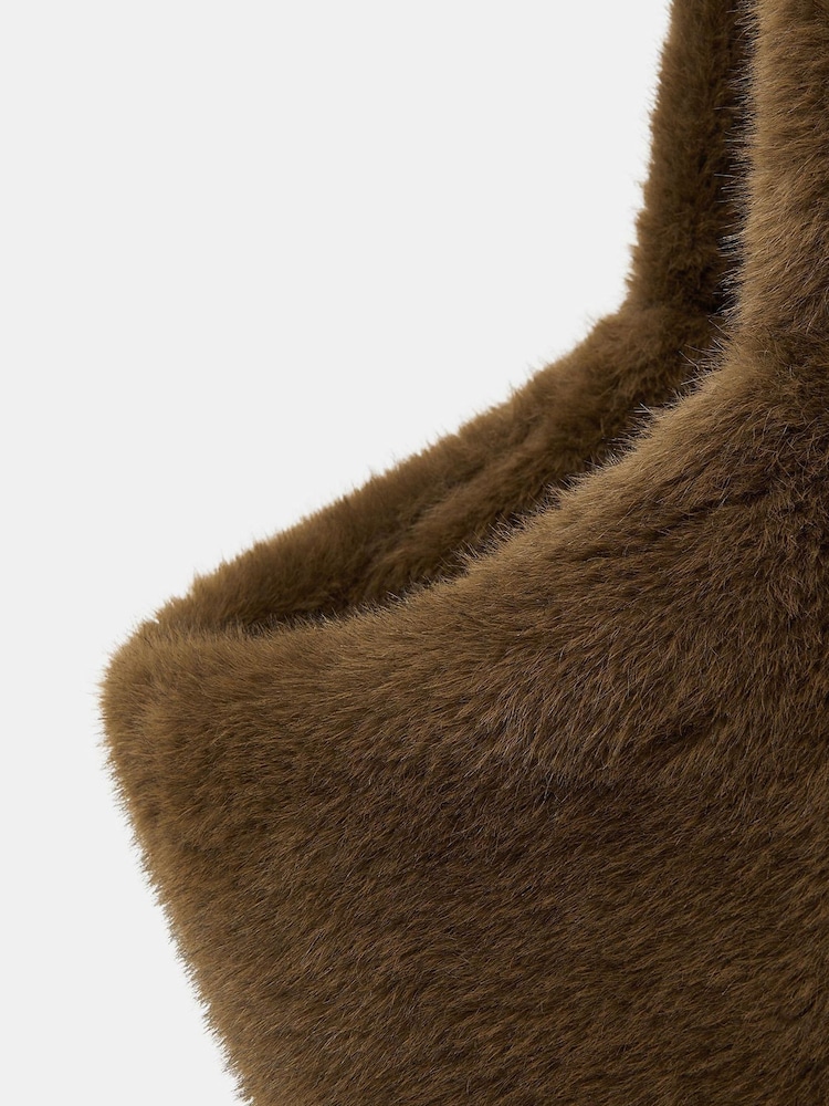 Accessorize Brown Faux Fur Shopper Bag - Image 4 of 4