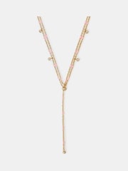 Accessorize Gold Tone Stainless Steel Bead Layered Lariat Necklace - Image 1 of 1