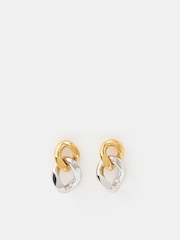 Accessorize Gold Stainless Steel Mixed Metal Chain Drop Earrings - Image 1 of 3