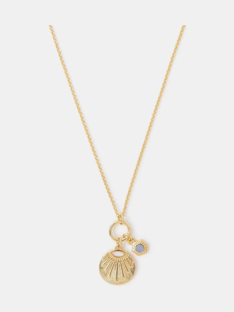 Accessorize 14ct Gold Sun Disc Pendant Necklace - Image 1 of 1 Accessorize 14ct Gold Sun Disc Pendant Necklace - Image 1 of 1