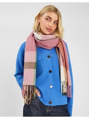 Accessorize Pink Check Print Blanket Scarf - Image 3 of 3