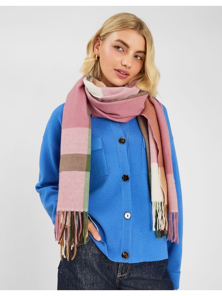 Accessorize Pink Check Print Blanket Scarf - Image 3 of 3