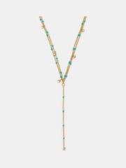 Accessorize Gold Tone Stainless Steel Bead Layered Lariat Necklace - Image 1 of 1