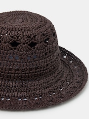 Accessorize Brown Crochet Raffia Bucket Hat - Image 2 of 2