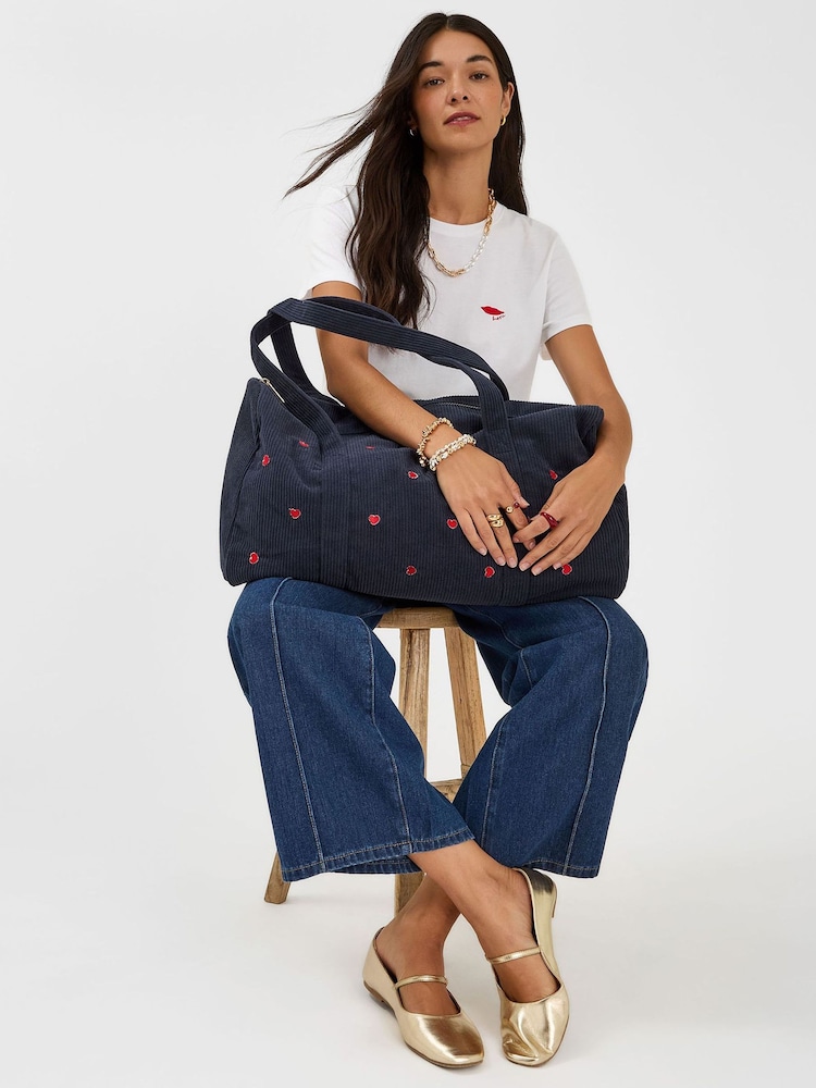 Accessorize Blue Heart Corduroy Duffle Bag - Image 6 of 6
