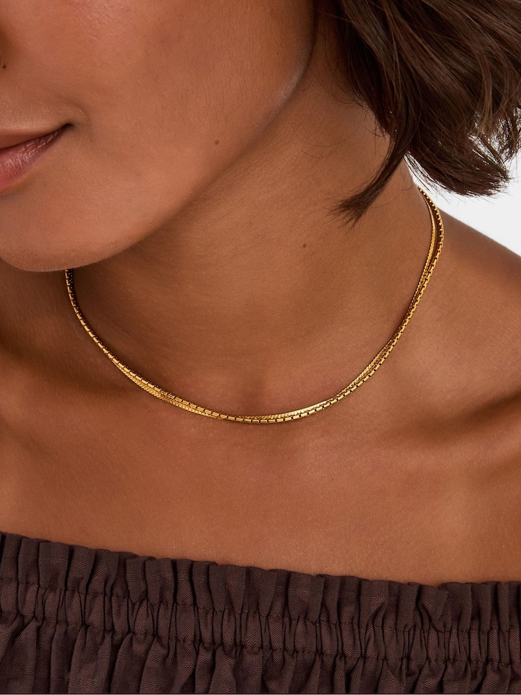 Accessorize Gold Tone Stainless Steel Layered Chain Necklace - Image 5 of 5 Accessorize Gold Tone Stainless Steel Layered Chain Necklace - Image 5 of 5