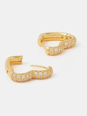 Accessorize Gold 14ct Gold-Plated Diamanté Heart Hoop Earrings - Image 1 of 2