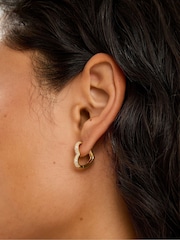 Accessorize Gold 14ct Gold-Plated Diamanté Heart Hoop Earrings - Image 2 of 2
