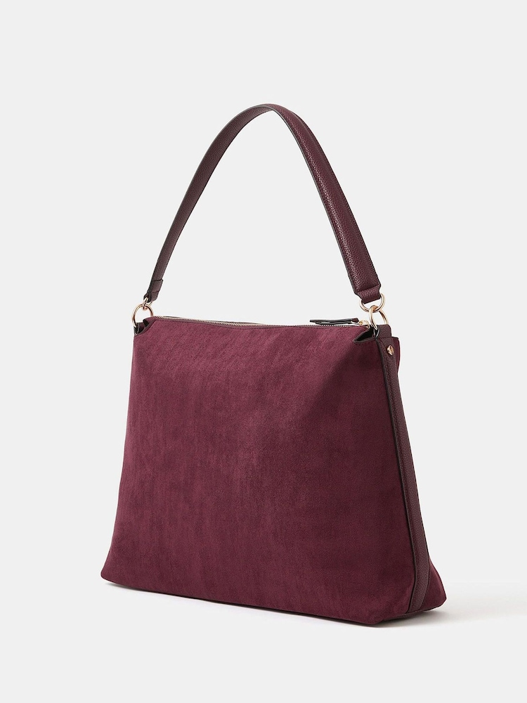 Accessorize Red Large Slouchy Suedette Handbag - Image 2 of 5