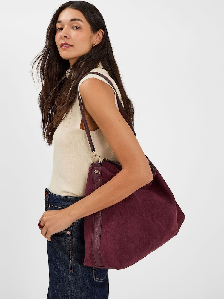 Accessorize Red Large Slouchy Suedette Handbag - Image 5 of 5 Accessorize Red Large Slouchy Suedette Handbag - Image 5 of 5