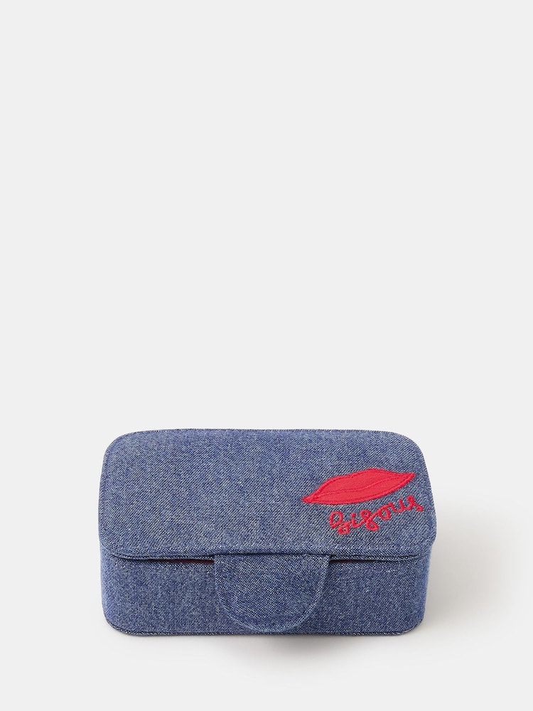 Accessorize Blue Small Paris Denim Jewellery Box - Image 1 of 3