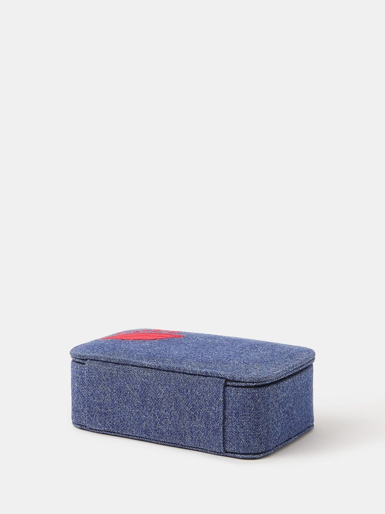 Accessorize Blue Small Paris Denim Jewellery Box - Image 3 of 3 Accessorize Blue Small Paris Denim Jewellery Box - Image 3 of 3